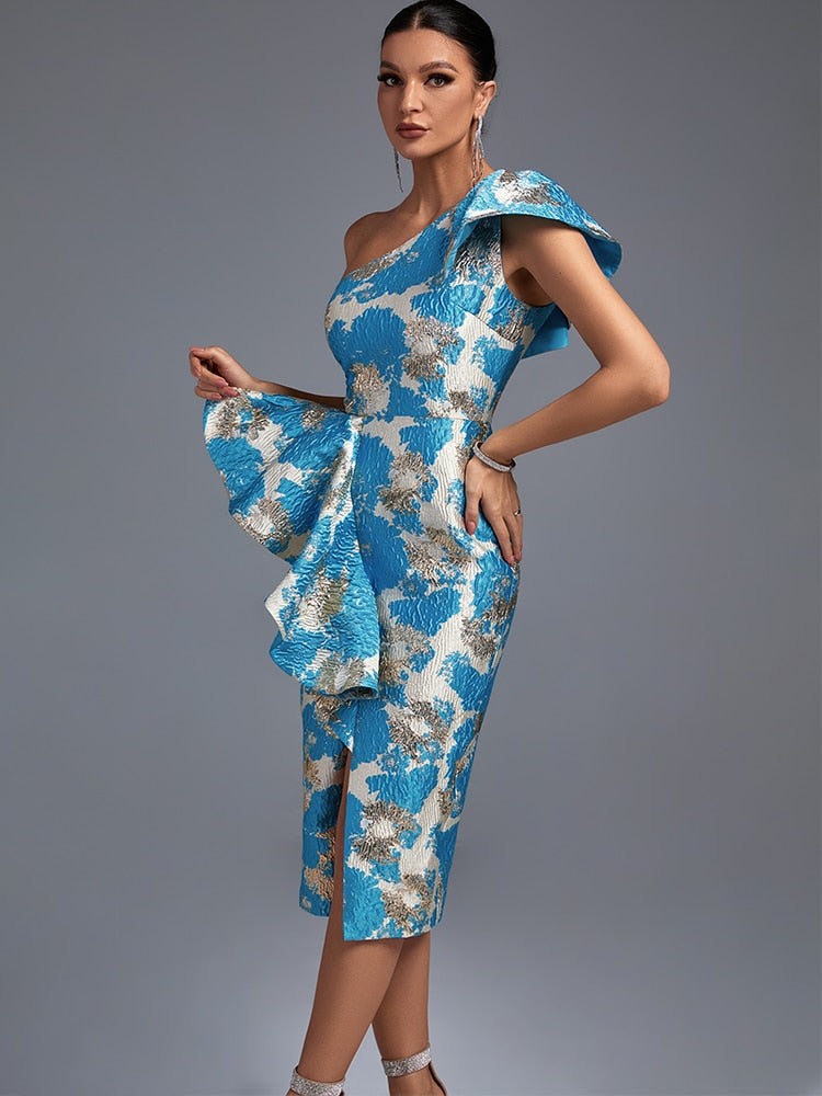 Novalie One Shoulder Ruffle Dress