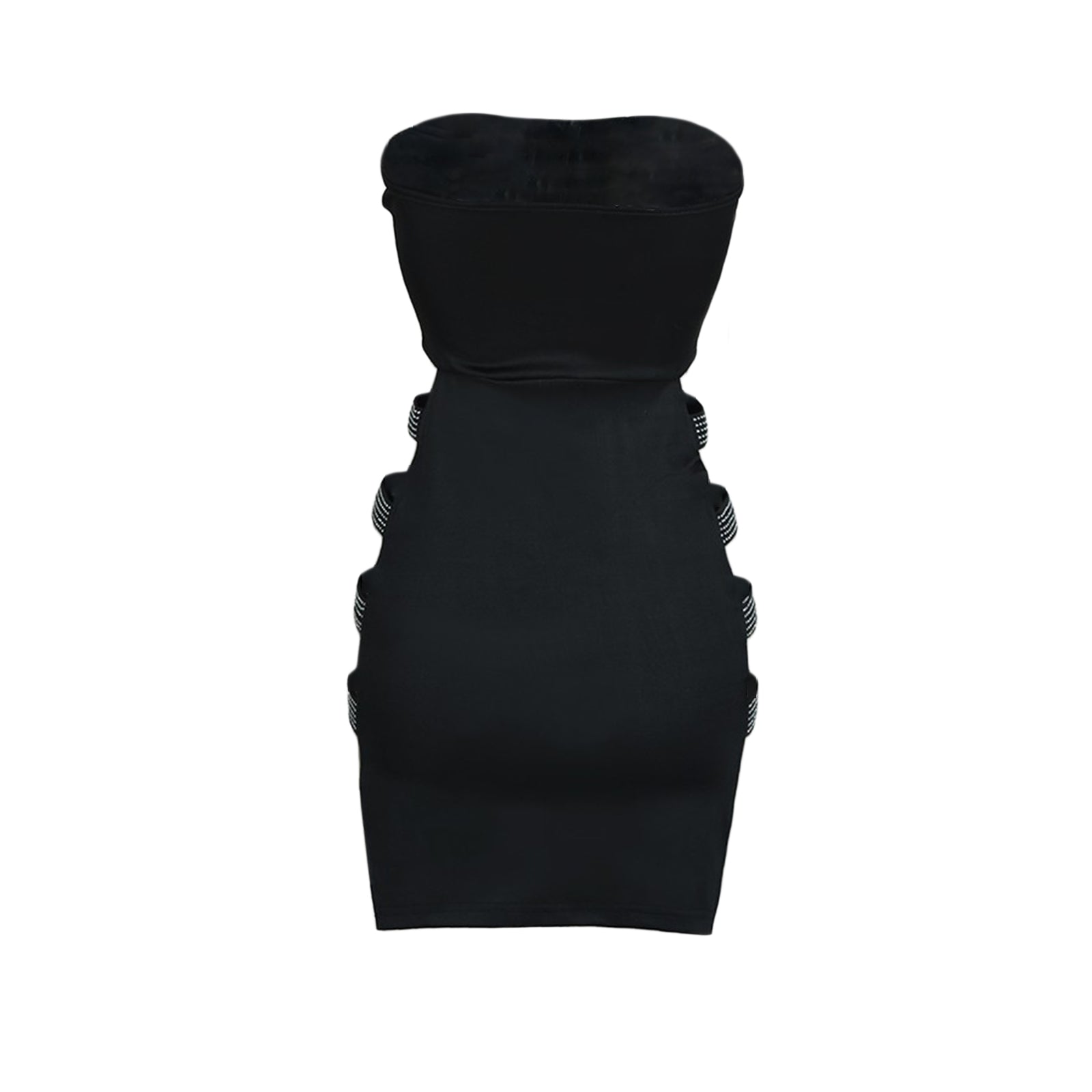 Strapless Cut Out Rhinestones Dress