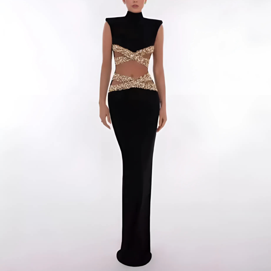 Crystal Glam Gown Black / S