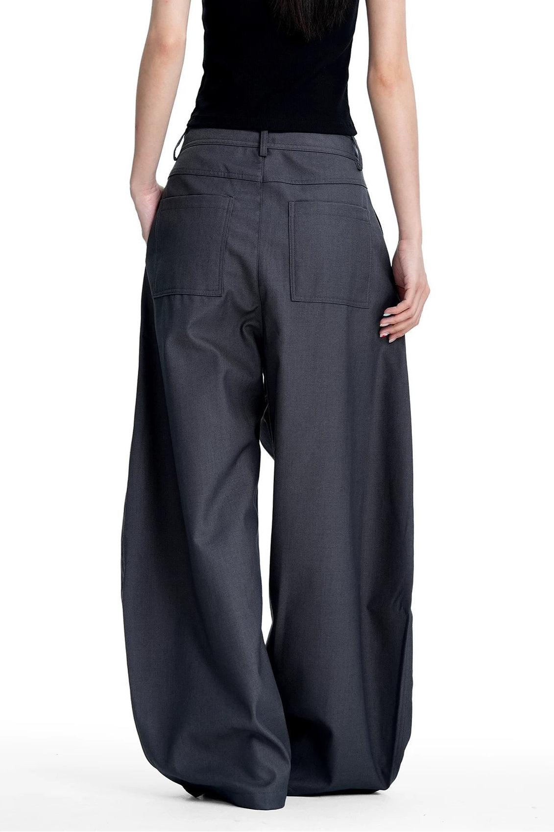 Asymmetric Button Front Wide Leg Pants