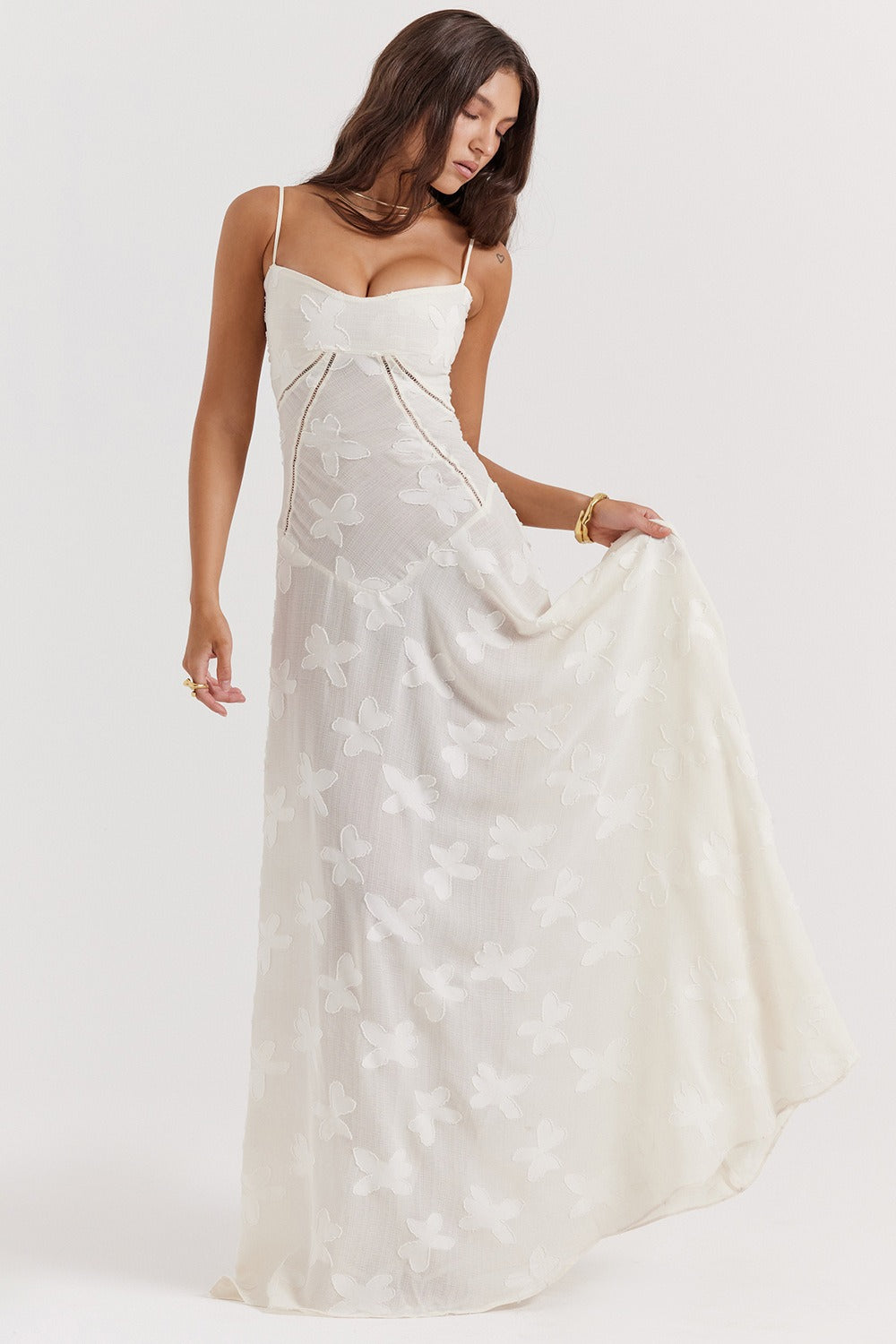 Lace Tie-Strap Romantic Maxi Dress
