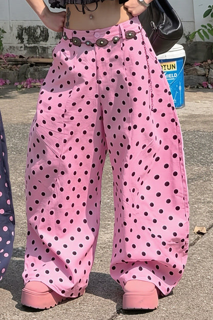 Scattered Dot Baggy Wide Leg Pants