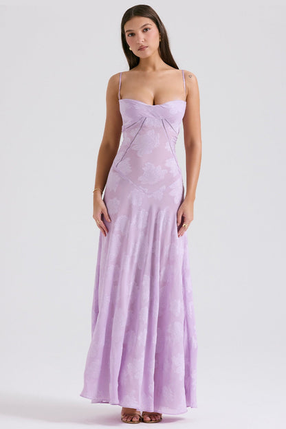 Lace Tie-Strap Romantic Maxi Dress