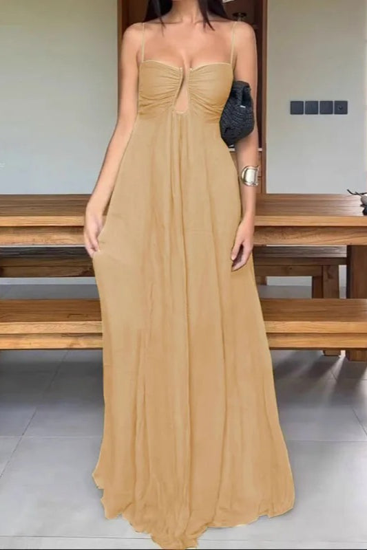 Hollow Out Spaghetti Maxi Dress