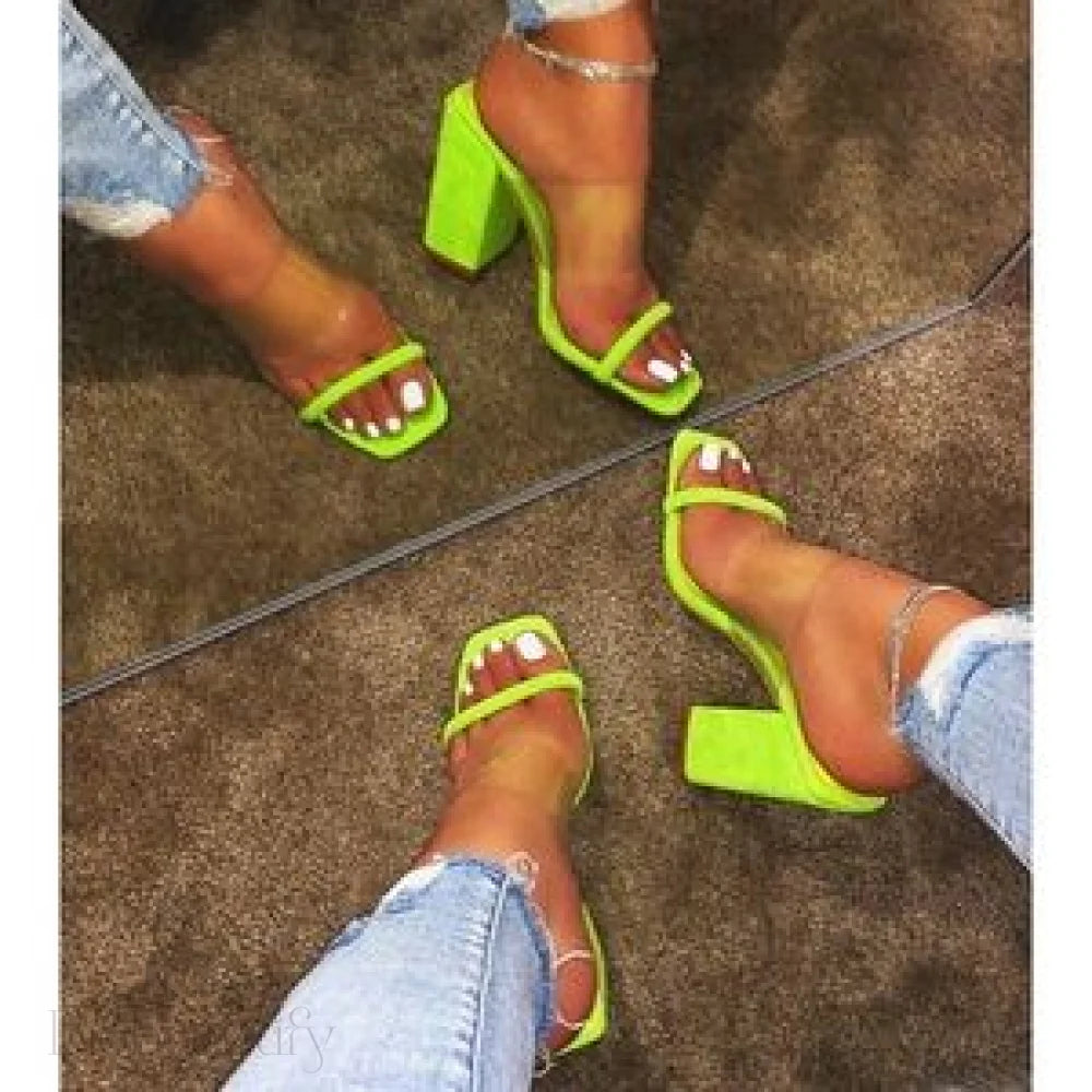 Abigail - Lime Single Strap Heels 6 /