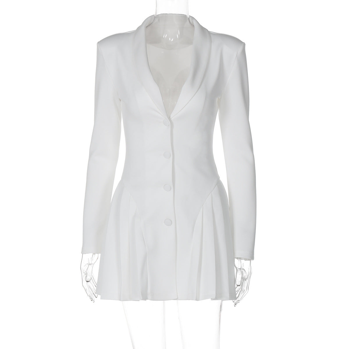 Aria Pleated Hem Blazer Dress White / L