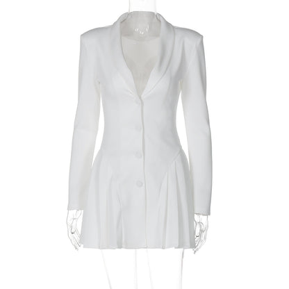 Aria Pleated Hem Blazer Dress White / L