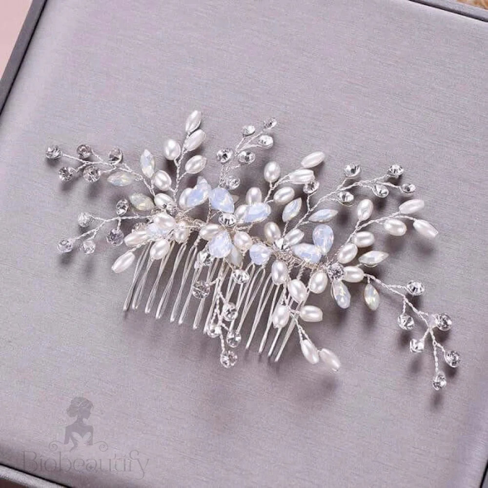 Acacia Opal Pearl Bridal Hair Comb