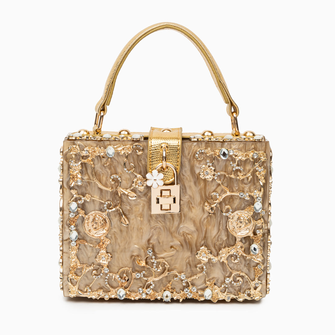Gold Acrylic Box Handbag