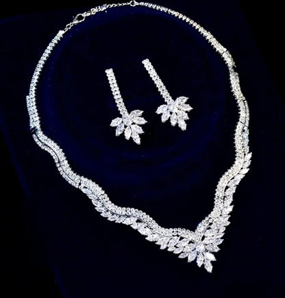 Adara Luxury Three-Piece Bridal Jewelry Set With Cubic Zirconia