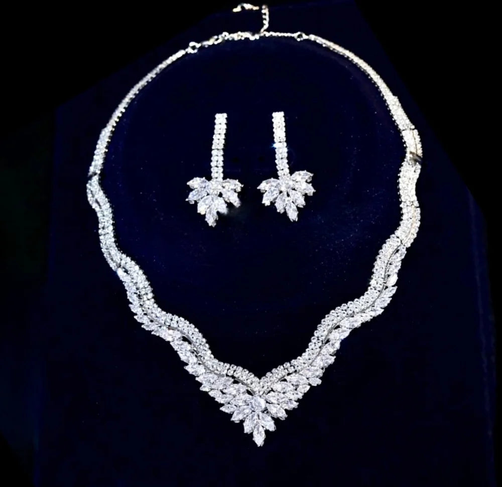 Adara Luxury Three-Piece Bridal Jewelry Set With Cubic Zirconia