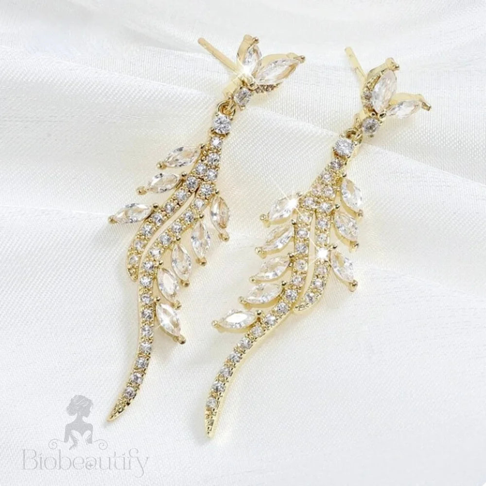 Wedding Jewelry - Luxurious Cubic Zirconia Bridal Earrings - Available in Silver and Gold