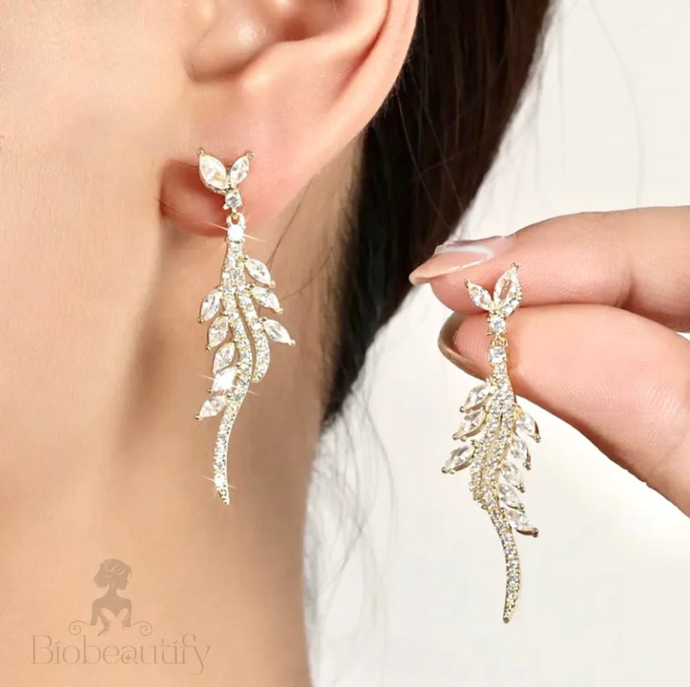 Adelyn Bridal Earrings - Cubic Zirconia Silver And Gold Options