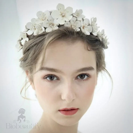 Adiel Eco-Leather Floral Gold Bridal Headband