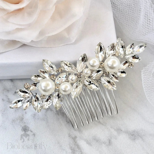 Adnana Pearl Bridal Hair Comb Silver Gold Options