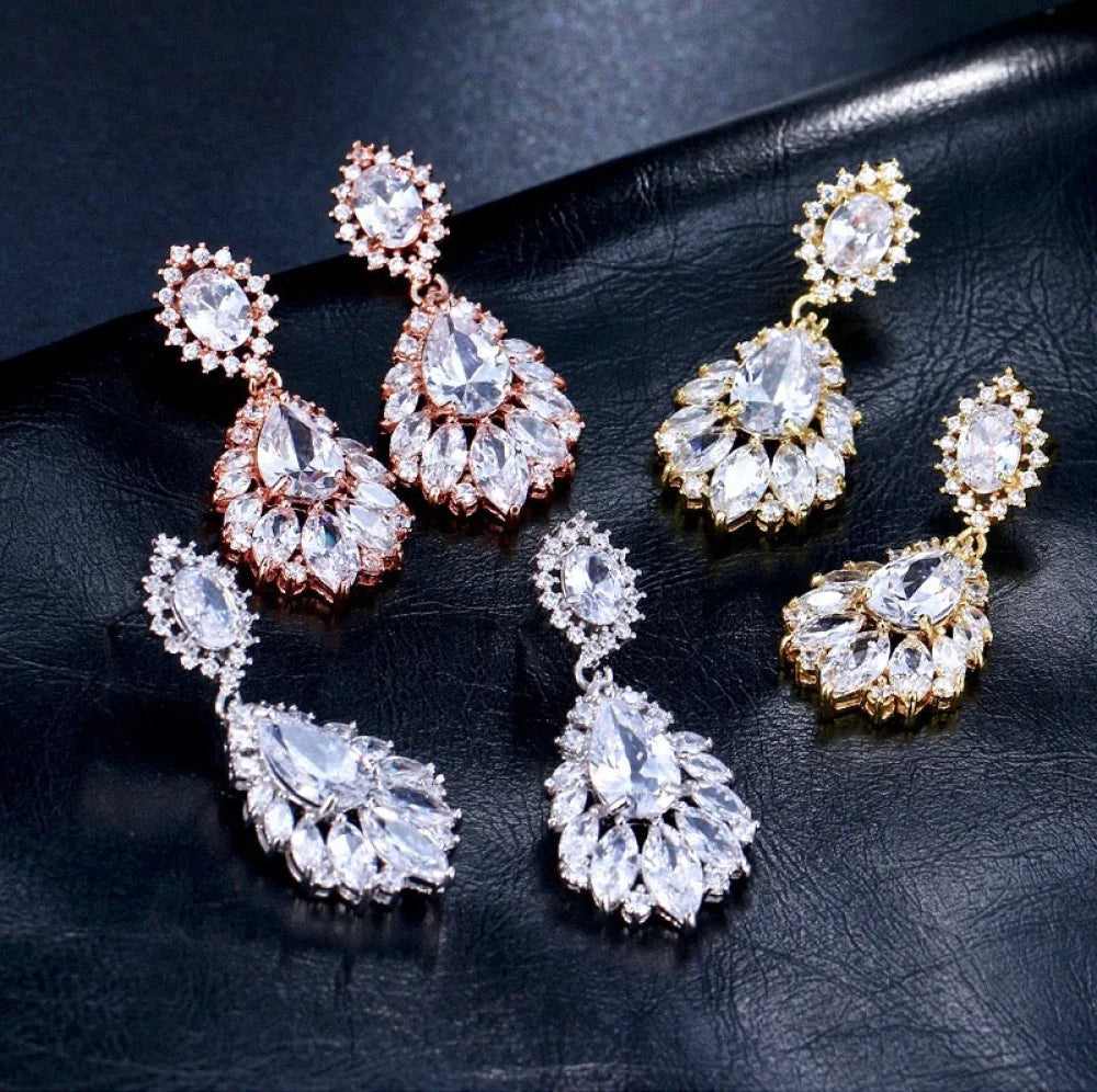 Adrienne Cubic Zirconia Wedding Earrings Available In Multiple Colors