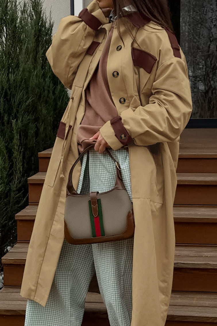 Colorblock Utility Trench Coat