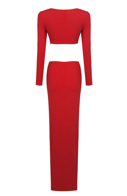 Afare 3D Flower Ruched Set Dress
