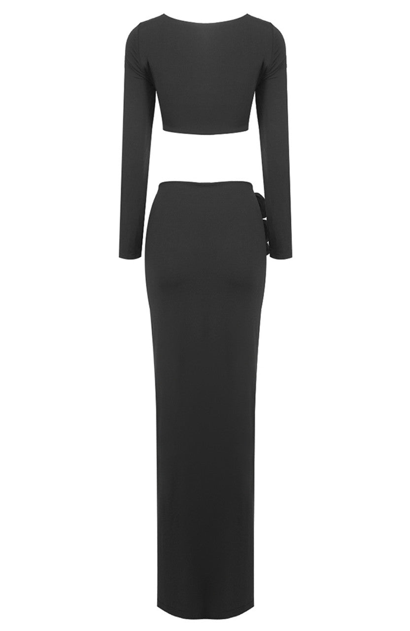 Afare 3D Flower Ruched Set Dress