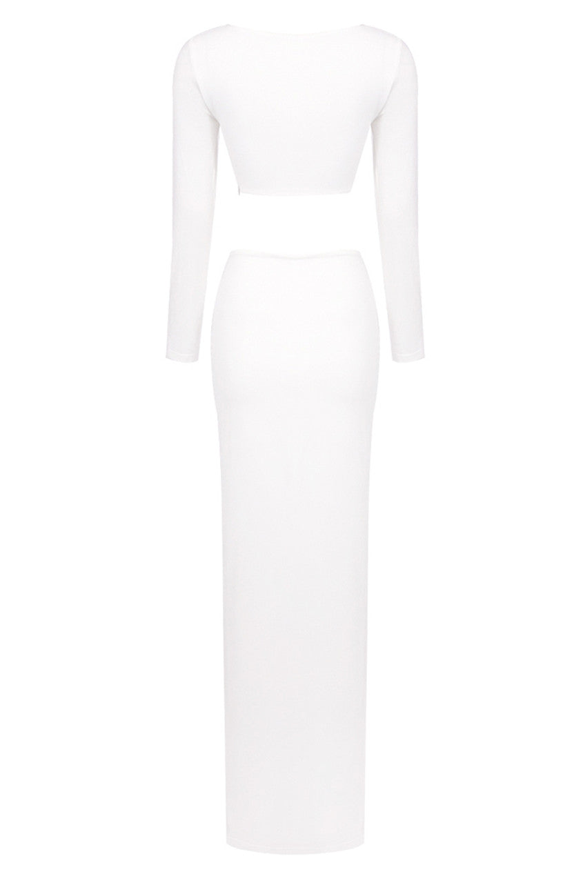 Afare 3D Flower Ruched Set Dress