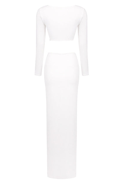 Afare 3D Flower Ruched Set Dress