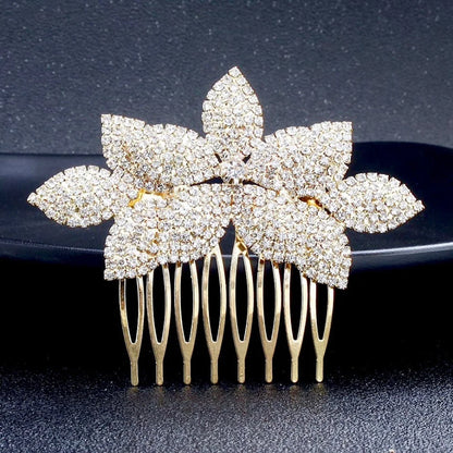 Agnes Crystal Bridal Hair Comb Silver Yellow Gold Rose