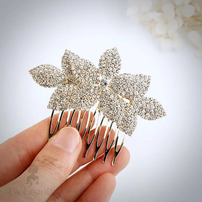 Agnes Crystal Bridal Hair Comb Silver Yellow Gold Rose