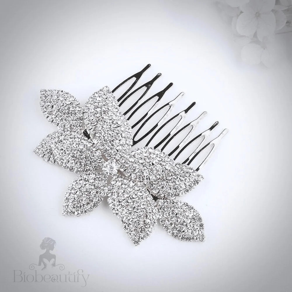 Agnes Crystal Bridal Hair Comb Silver Yellow Gold Rose