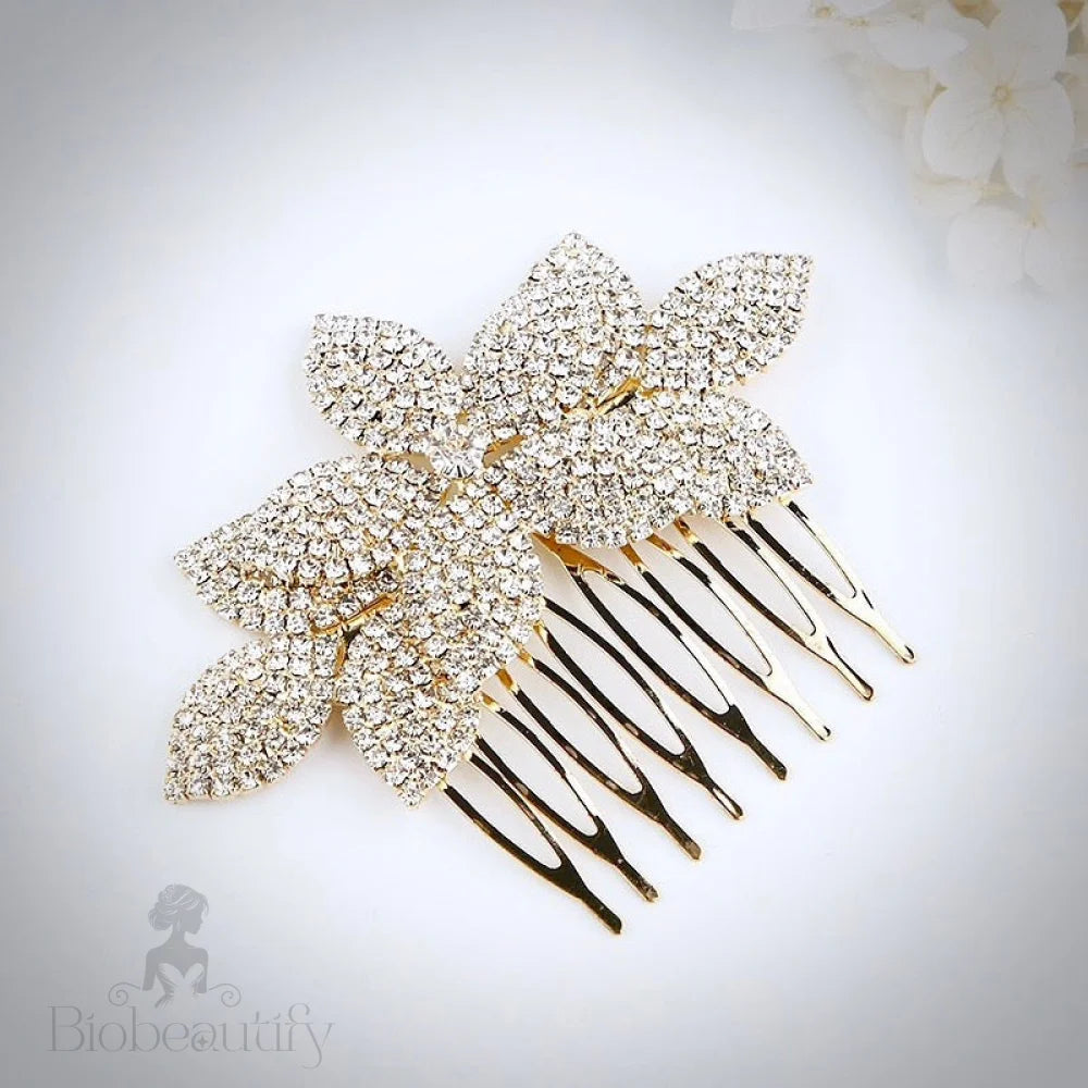 Wedding Hair Accessories - Crystal Bridal Hair Comb - Available in Yellow Gold