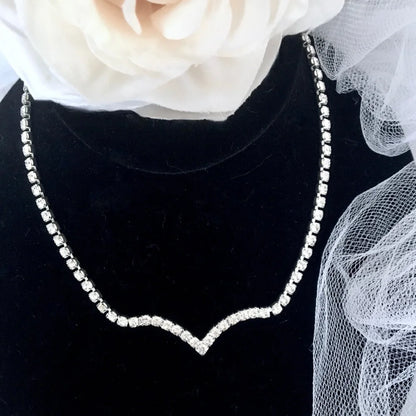 Aimee - V-Shaped Crystal Bridal Necklace