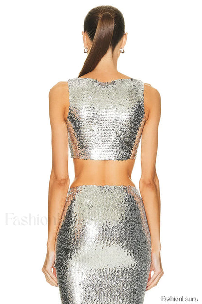 Alaia Sequin Top Charming + Skirt Set