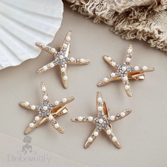 Wedding Hair Accessories - Starfish Bridal Hair Clip - Available in Gold and Silver