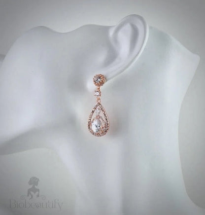 Alanis Bridal Earrings With Cubic Zirconia In Rose Gold And Silver