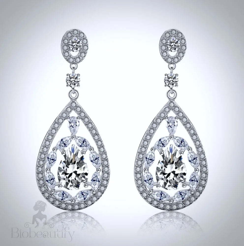 Alanis Bridal Earrings With Cubic Zirconia In Rose Gold And Silver