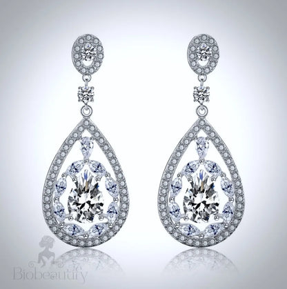 Alanis Bridal Earrings With Cubic Zirconia In Rose Gold And Silver