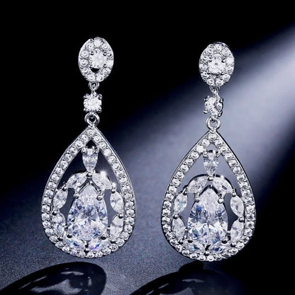 Wedding Jewelry - Cubic Zirconia Bridal Earrings - Available in Rose Gold and Silver