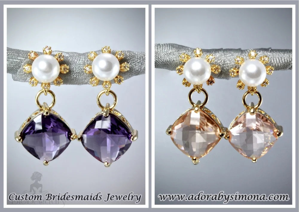 Alanna Crystal Pearl Gold Earrings - Additional Colors Available