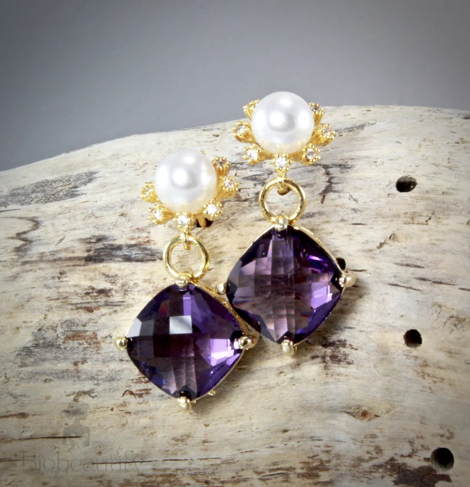 Alanna Crystal Pearl Gold Earrings - Additional Colors Available