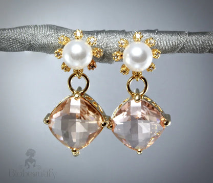 Alanna - Crystal and Pearl Gold Earrings - More Colors Available