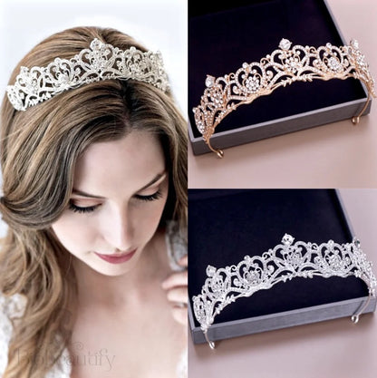 Alayna Rhinestone Bridal Tiara Rose Gold Silver Options