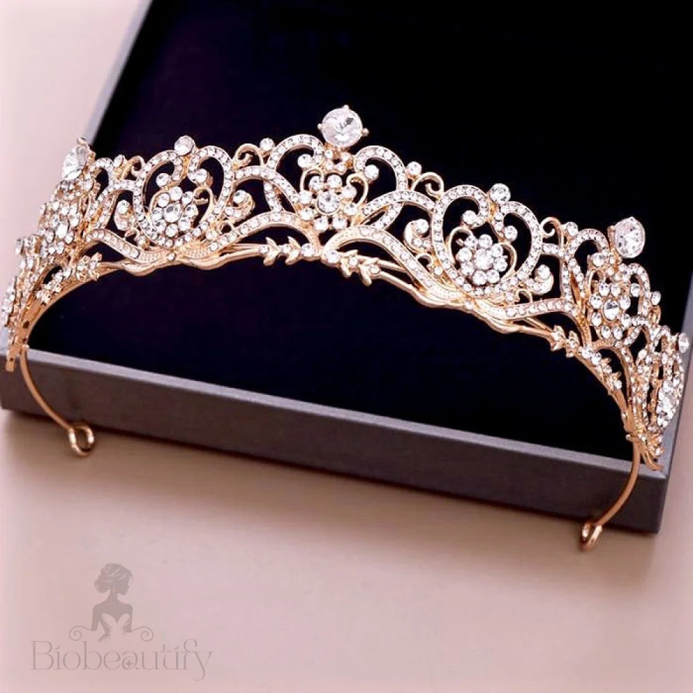 Alayna Rhinestone Bridal Tiara Rose Gold Silver Options