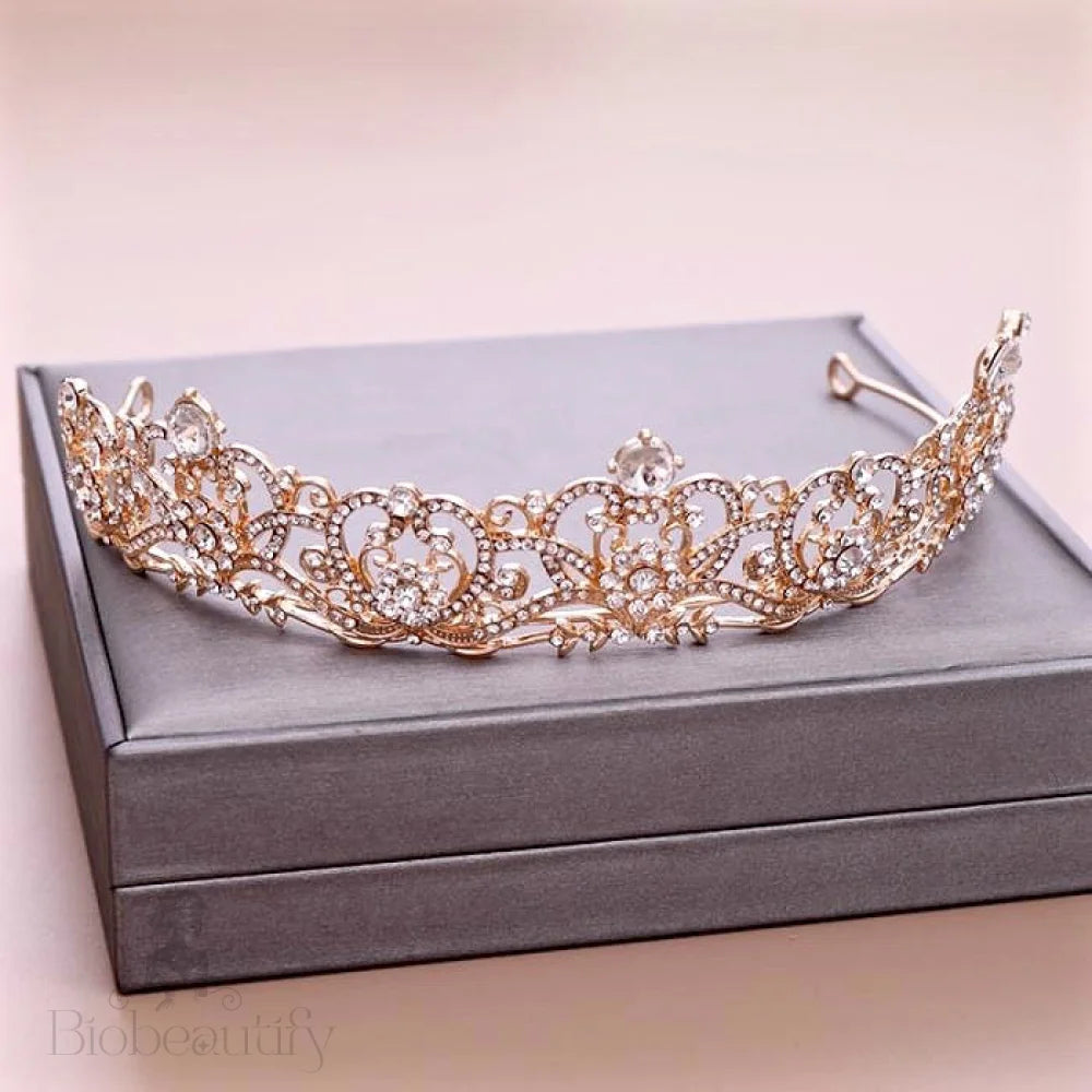 Alayna Rhinestone Bridal Tiara Rose Gold Silver Options