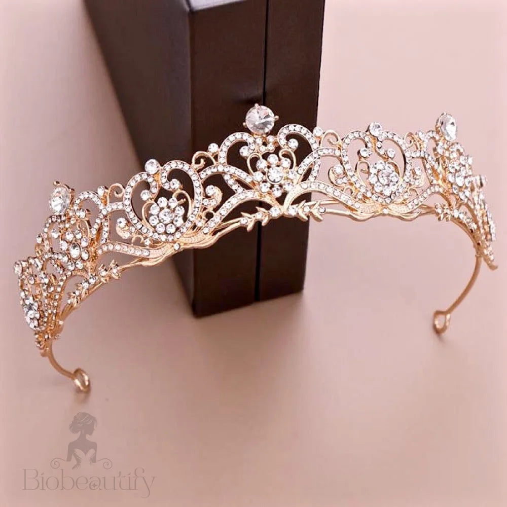 Alayna Rhinestone Bridal Tiara Rose Gold Silver Options