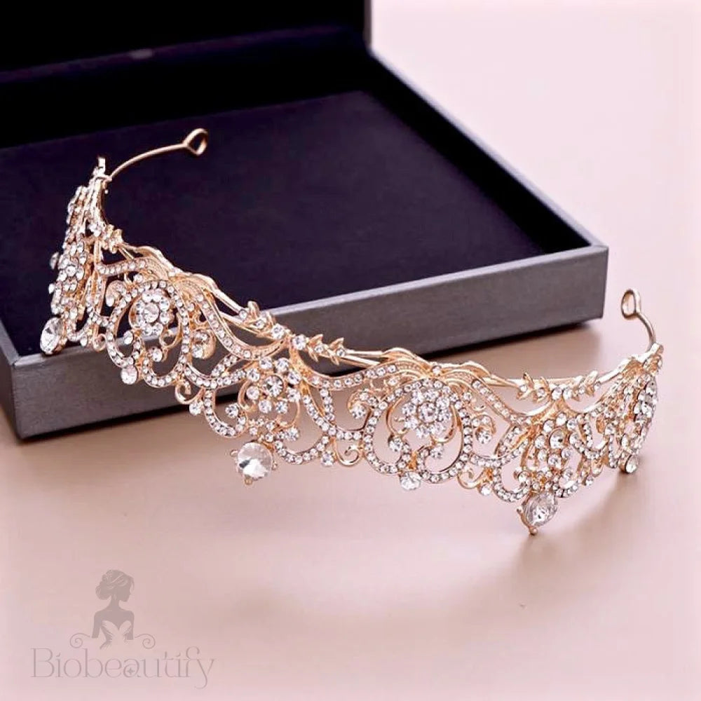 Alayna Rhinestone Bridal Tiara Rose Gold Silver Options