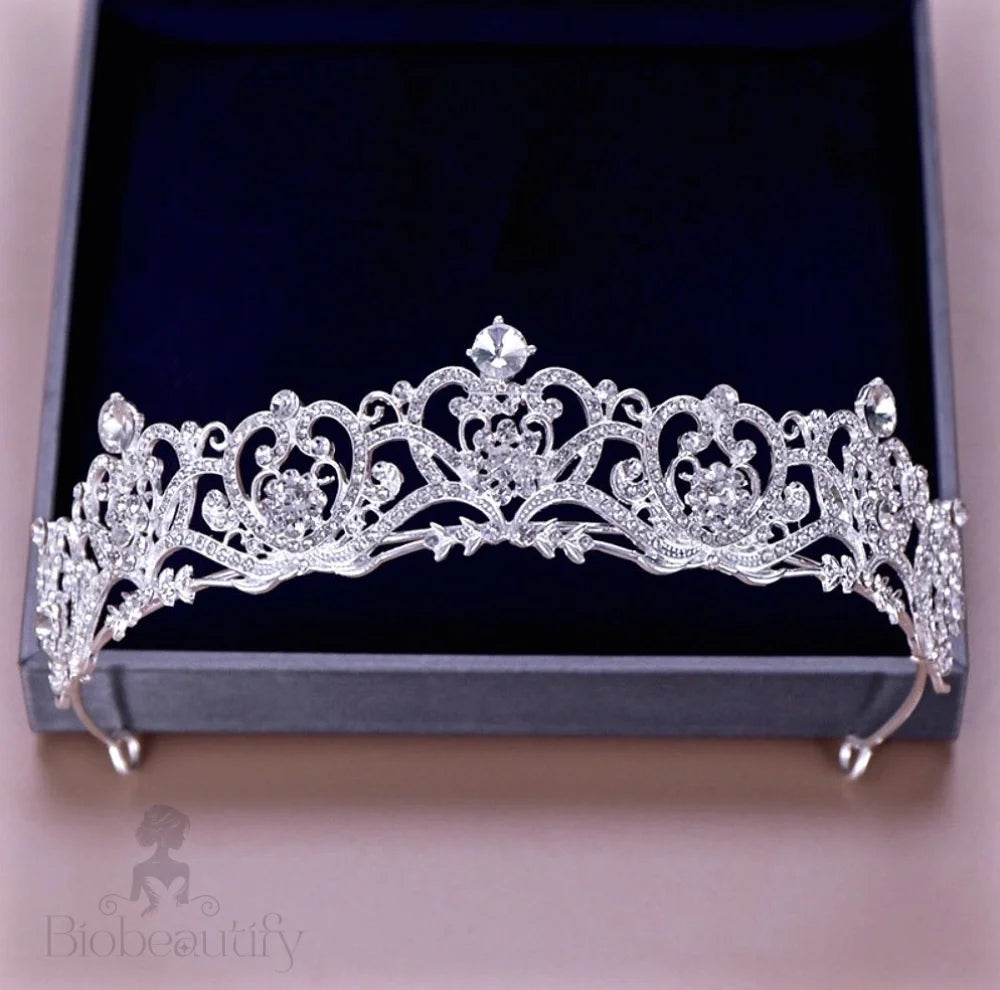 Alayna Rhinestone Bridal Tiara Rose Gold Silver Options