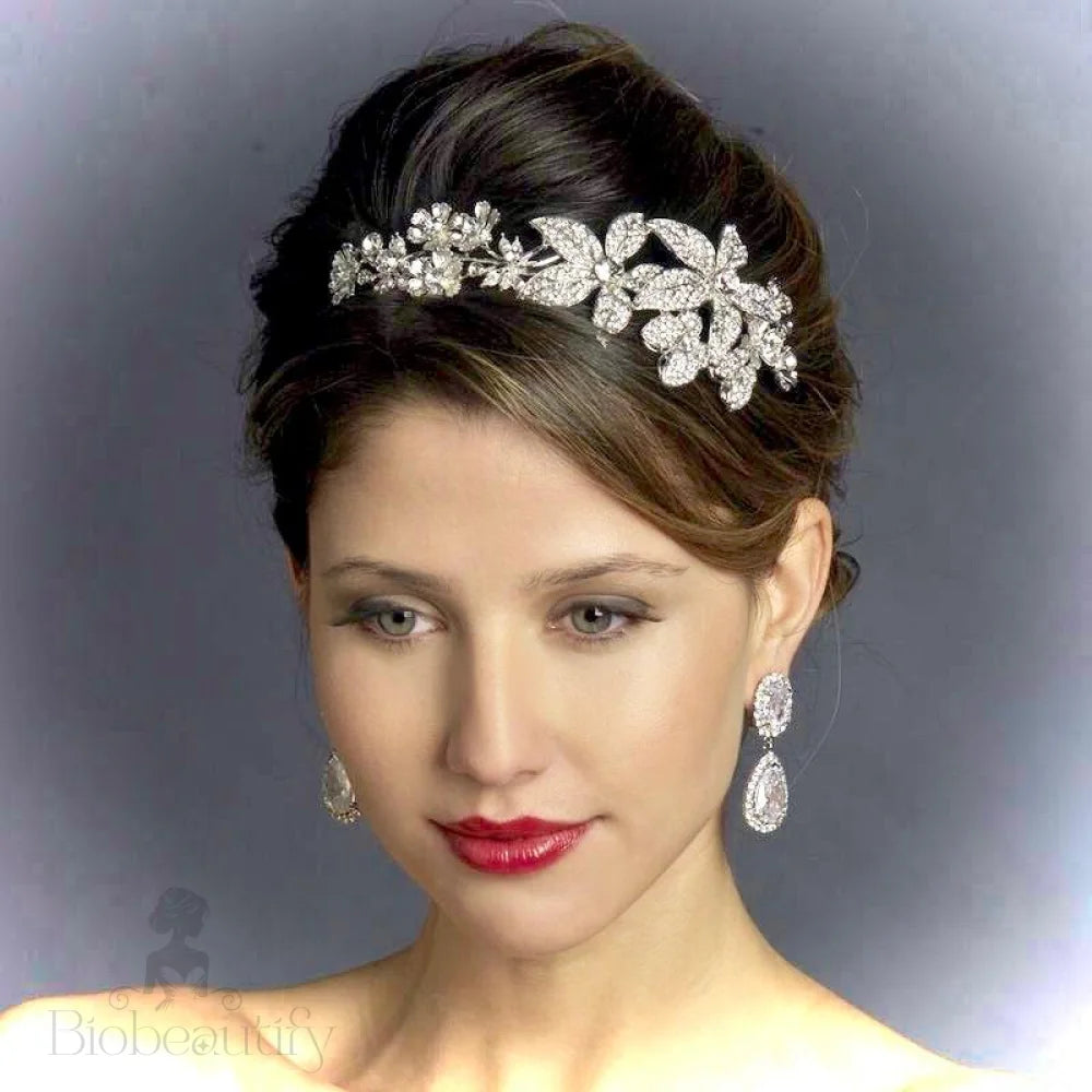 Aleah Silver Pearl And Crystal Bridal Headband Tiara