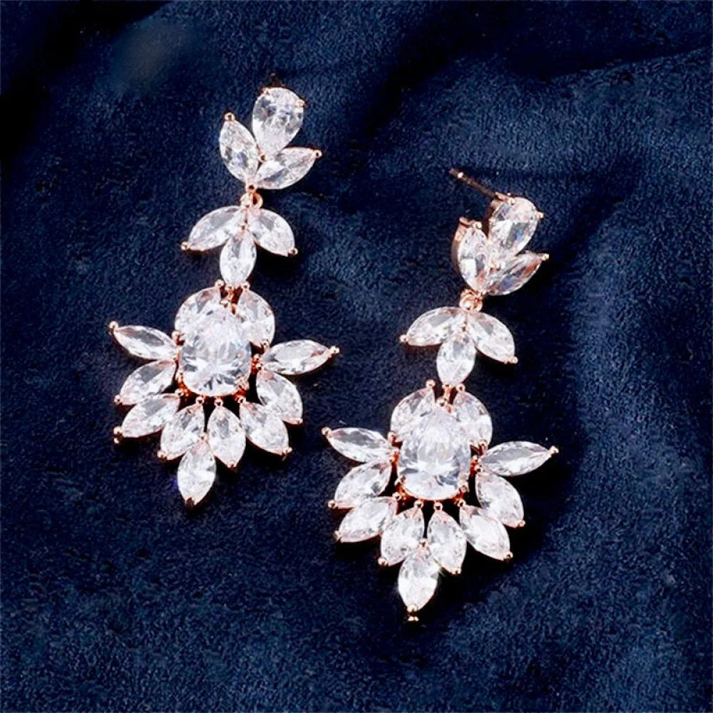 Aleandra Bridal Earrings With Cubic Zirconia - Silver And Rose Gold Options Available