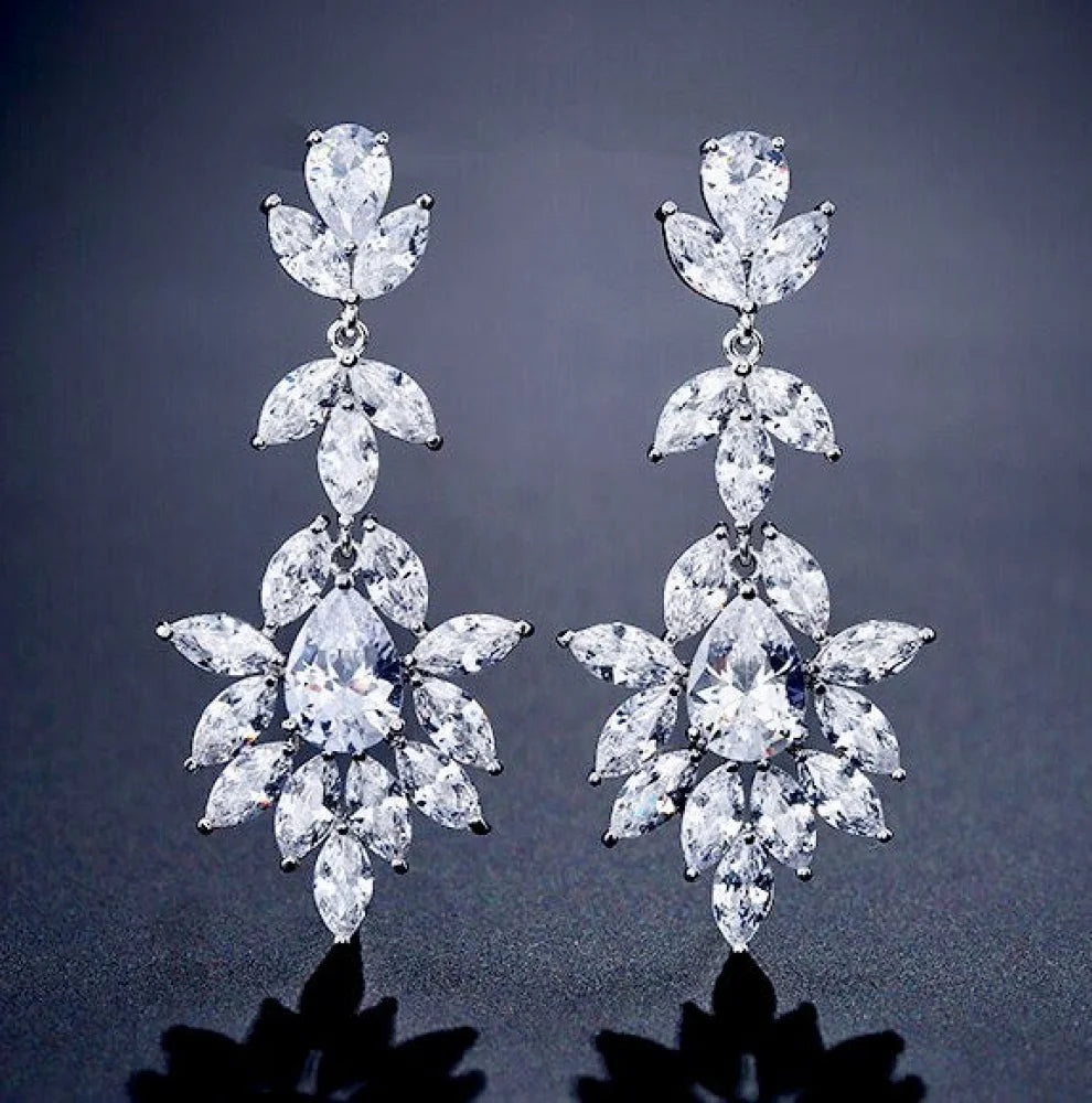 Wedding Jewelry - Cubic Zirconia Bridal Earrings - Available in Silver and Rose Gold