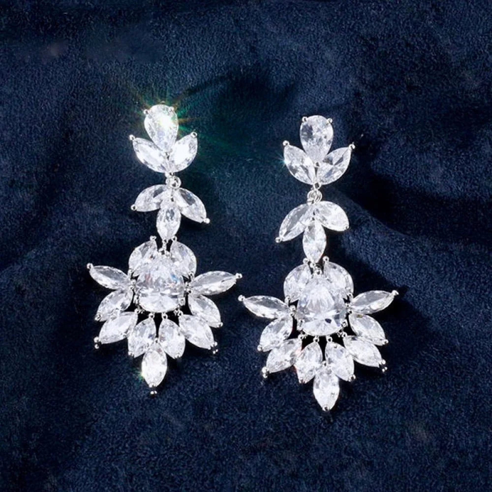 Aleandra Bridal Earrings With Cubic Zirconia - Silver And Rose Gold Options Available