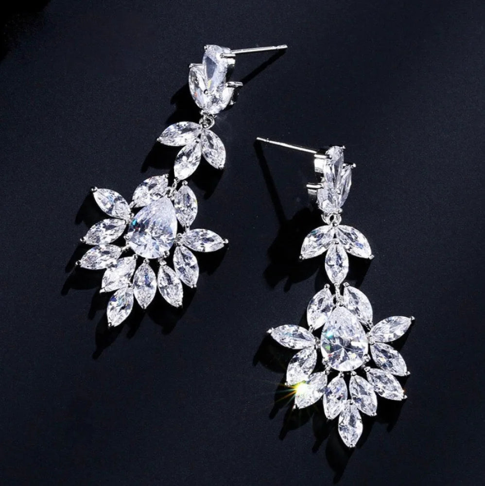 Aleandra Bridal Earrings With Cubic Zirconia - Silver And Rose Gold Options Available